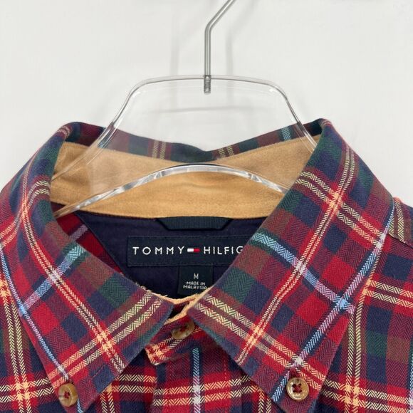 Tommy Hilfiger Shirt Mens M Plaid Red Button Up Collared Western Country - Picture 4 of 5